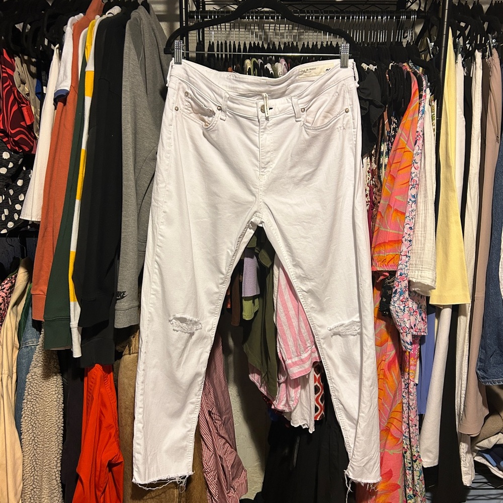 Rag and Bone Dre Low Rise White Boyfriend Jeans - Picture 3 of 8